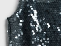 Сетчатый топ с пайетками для девочек, Серебряный