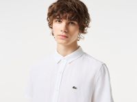 Мужская льняная рубашка Lacoste с коротким рукавом