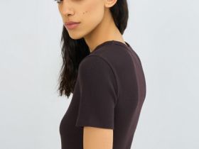 Футболка в рубчик, Коричневый