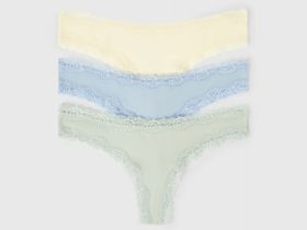 Трусы-бразилиана с кружевом, 3 шт., Желтый