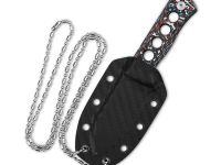 Нож QSP Canary 6.3 см, сталь дамаск, рукоять карбон