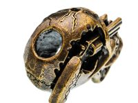 Бусина темлячная "Череп с пистолетом", латунь