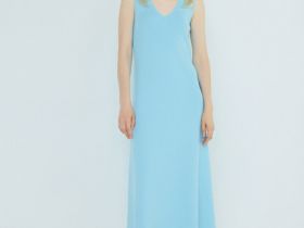 Вязаное платье в рубчик, Голубой