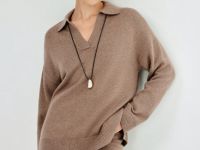 Джемпер поло из пряжи с ангорской шерстью, Коричневый