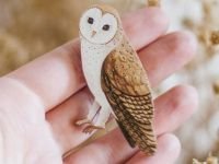 Деревянная брошка Дворникова А. "Сипуха"