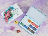 Набор акварели Малевичъ "Veroneze" Ботаника, кюветы 2,5 мл, 12 цветов, металлическая коробка