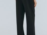 Прямые брюки со складками, Черный