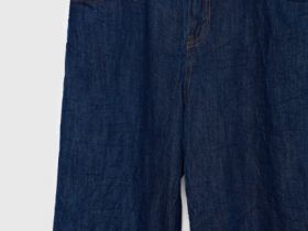 Свободные жатые джинсы с высокой посадкой, Синий