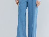 Широкие джинсы высокой посадки с отсрочкой, Голубой