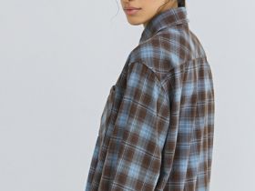 Рубашка в клетку из хлопка, Коричневый