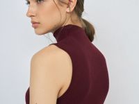 Вязаное платье с воротником-стойкой, Фиолетовый