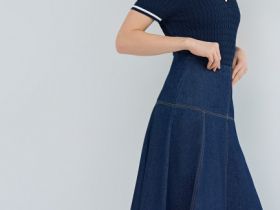 Джинсовая юбка миди, Синий