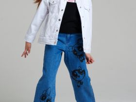 Брюки текстильные джинсовые для девочек