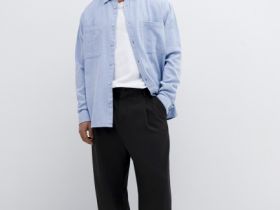 Рубашка из твила, Голубой