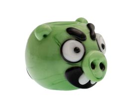 Бусина Angry bird, зеленая, стекло