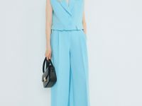 Брюки из поливискозы со складками, Голубой