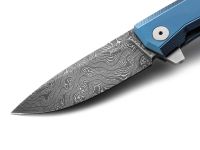Складной нож LionSteel MT01, сталь дамаск, рукоять титан, синий