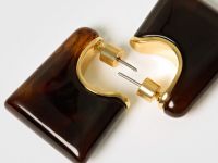 Серьги-пусеты из смолы, Коричневый