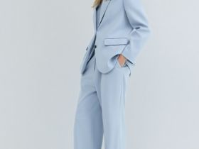 Однобортный жакет, Голубой