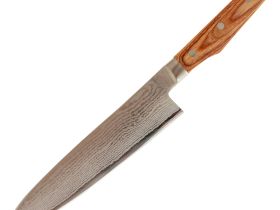 Нож кухонный Гюито Shimomura 210 мм, сталь VG-10 33 слоя, рукоять pakka wood