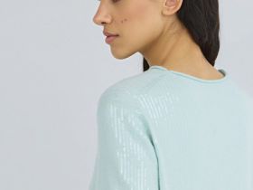 Джемпер с пайетками и коротким рукавом, Зеленый