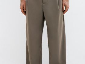 Широкие брюки со складками, Бежевый