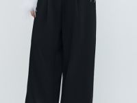 Атласные прямые брюки, Черный