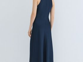 Сатиновое платье с американской проймой, Синий