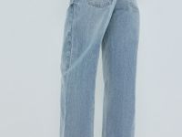 Свободные прямые джинсы средней посадки, Голубой