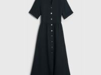 Платье-рубашка со съемным поясом, Черный