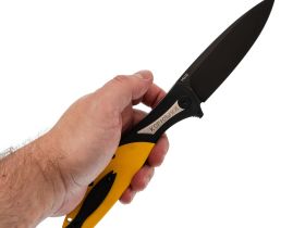 Складной нож Reptilian Корюшка-01 Black, сталь VG-10, рукоять Yellow G10