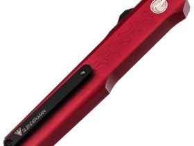 Автоматический нож Nimo Slender Man, сталь D2, выкидной фронтальный нож, рукоять алюминий красный