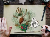 Набор холстов-магнитов Малевичъ, новогодняя елка 6,5х7,5 см, 4 шт