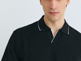 Поло из шелковистого пике, Черный