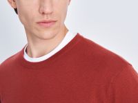 Джемпер из хлопка и шерсти с округлым вырезом