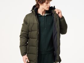 Мужской стёганый пуховик Lacoste с капюшоном