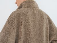 Толстовка из шерпы с воротником на молнии, Коричневый