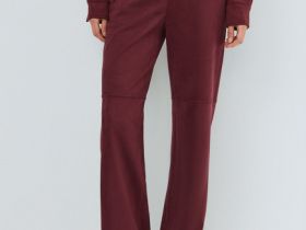 Прямые брюки из искусственной замши, Фиолетовый