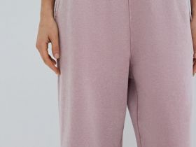 Базовые широкие брюки с эффектом стирки, Розовый