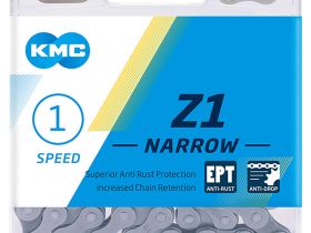 Цепь с антикоррозийным покрытием KMC Z1-Narrow,1 скорость, для односкоростных и планетарных приводов (серый 112 звеньев)