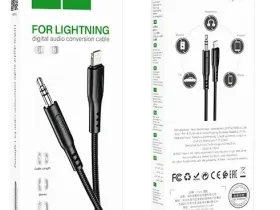 Кабель Hoco UPA18 Digital audio (3.5mm) на (Lightning) 100см нейлоновая оплетка (черный)
