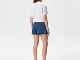 Женские короткие джинсовые шорты Lacoste на пуговице