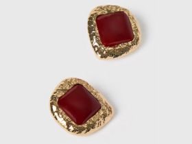 Серьги с искусственным камнем, Золотой