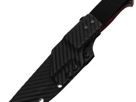 Шкуросъёмный нож Стрела, сталь Elmax, рукоять карбон, черно-красный