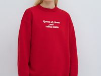 Свитшот оверсайз с принтом, Красный