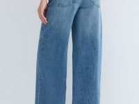 Широкие джинсы из плотного денима с обвесом, Синий