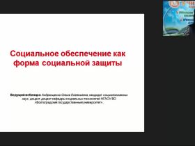 Международный вебинар "Социальное обеспечение как форма социальной защиты"