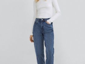 Лонгслив в рубчик, Белый