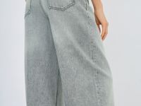Широкие джинсы с поясом, Серый
