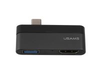 Адаптер USAMS US-SJ492 USB Type-C Mini HUB на Type-C + USB 3.0 + HDMI (Grey)